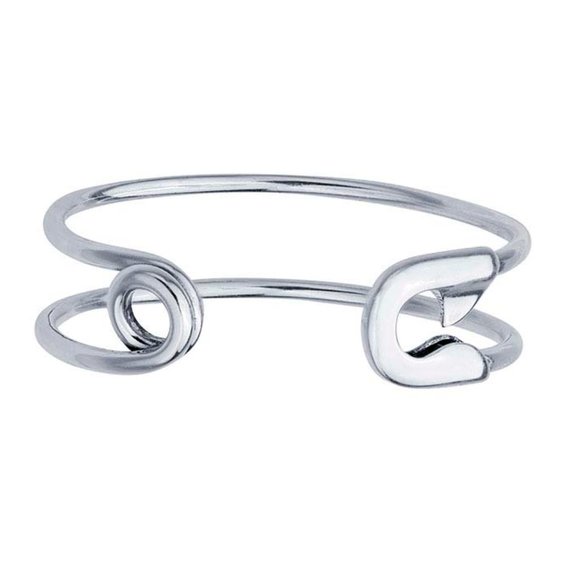 Sterling Silver Safety Pin-Style Cuff Bracelet - Picture 2 of 4